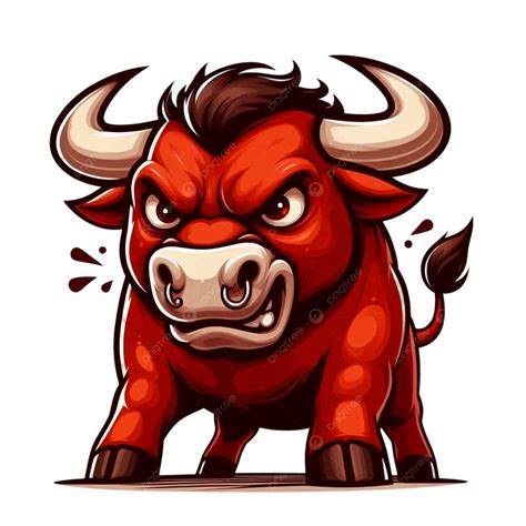 Red Cute Angry Bull Cartoon Vector 3d Bulls Mascot Logo Illustration ...