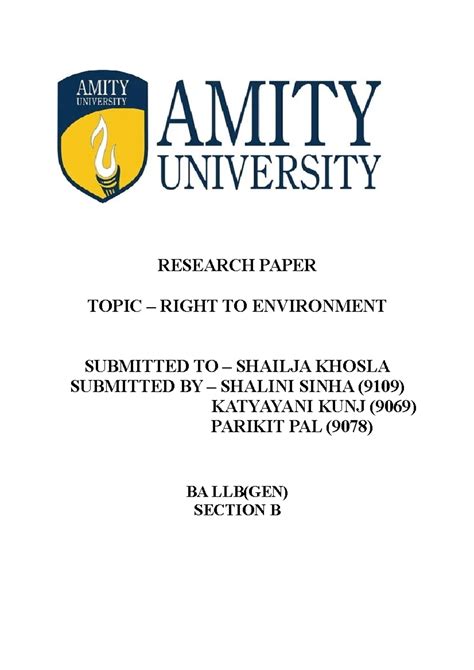 Research Paper - RESEARCH PAPER TOPIC – RIGHT TO ENVIRONMENT SUBMITTED ...