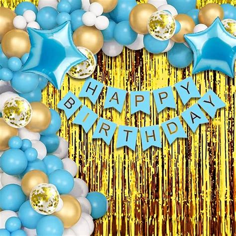 Party Propz Birthday Decoration Items-63 Pcs,Blue Birthday Decoration ...