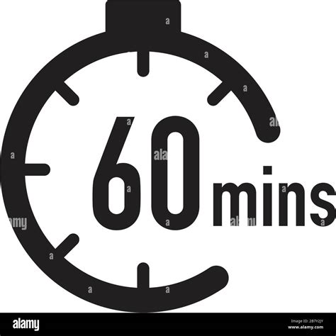 60 minutes timer, stopwatch or countdown icon. Time measure. Chronometr ...