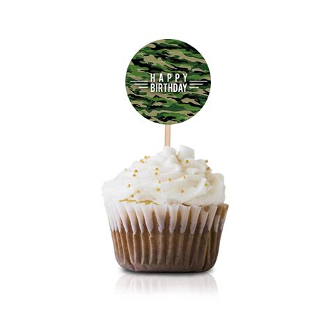 Camo Cupcake Topper Picks, 24-Pack army Birthday Party Supply ...