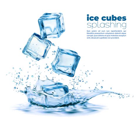 Realistic ice cubes and corona water splash 3d 16545087 Vector Art at ...