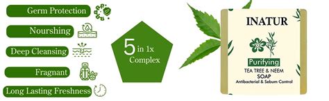 inatur Purifying Tea Tree And Neem Hand Made Soap-125g, Refreshing and ...