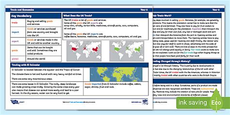 Geography Knowledge Organiser: Trade and Economics Y6
