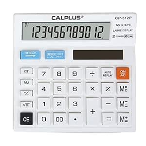 CALPLUS CP-512P 120 Step Check and Correct Desktop Calculator - White ...
