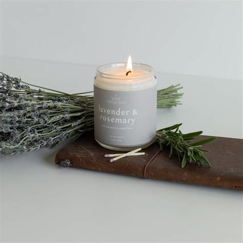 Lavender & Rosemary Soy Wax Candle Luxury Aromatherapy | Wax Crescent ...