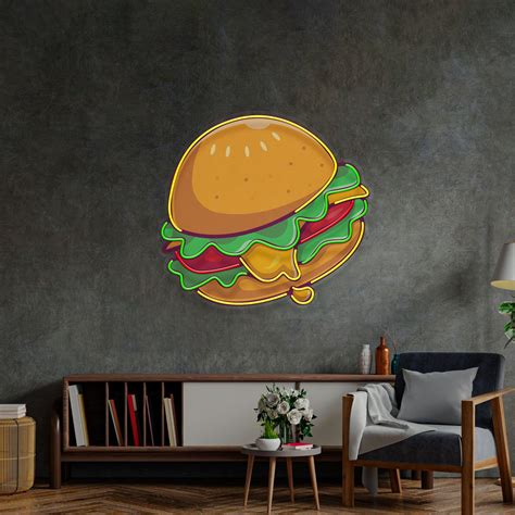 Cheese Burger Cartoon LED Neon Sign Light Pop Art – acrylicsheetsindia