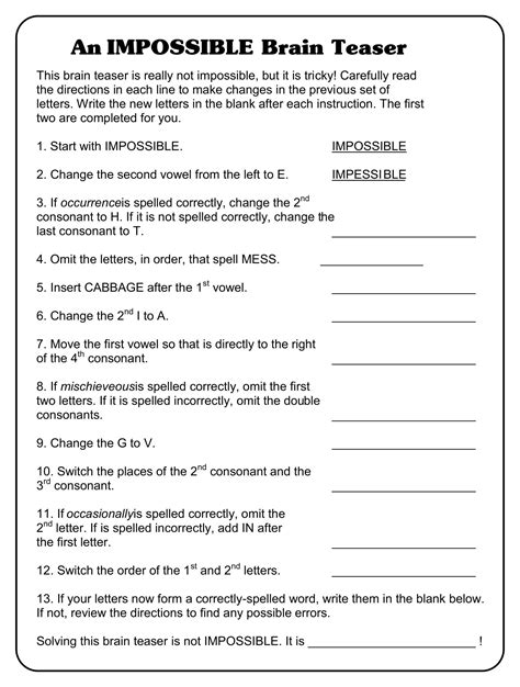 Brain Teasers With Answers - 20 Free PDF Printables | Printablee