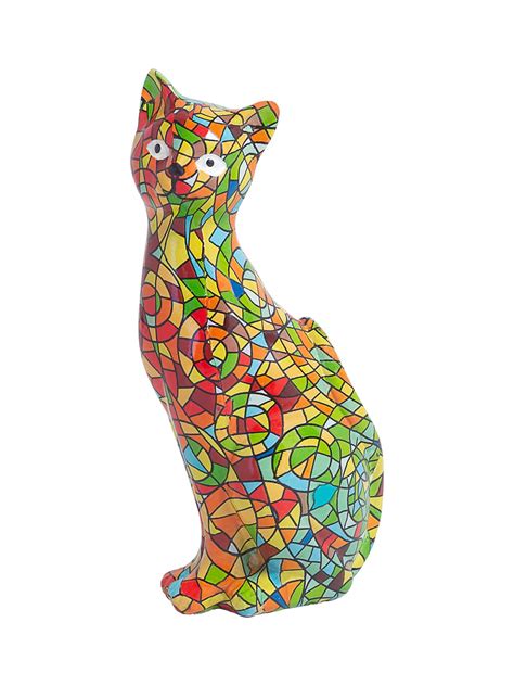 GOLDEN PEACOCK Multi Colour Cat Showpiece - Decorative Resin Cat Statue ...