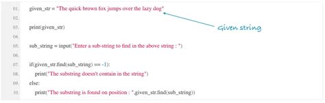 Python Code to Find Substring without Using Inbuilt Function 的图像结果