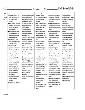 Book Review Rubric - Fill and Sign Printable Template Online