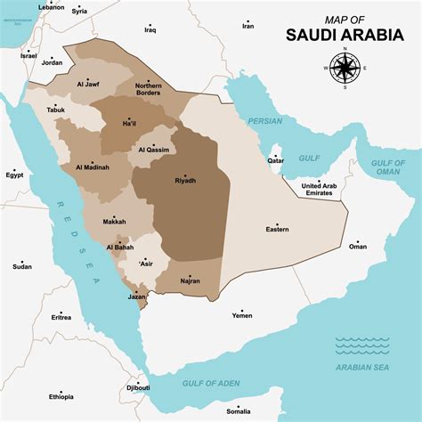 Saudi Arabia Map With Region Name 18923162 Vector Art at Vecteezy