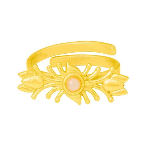 Dainty Floral Gold Plated Finger Ring – VOYLLA