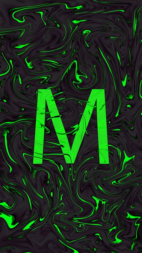 Download A Green Marbled Letter M On Black Background Wallpaper | Wallpapers.com