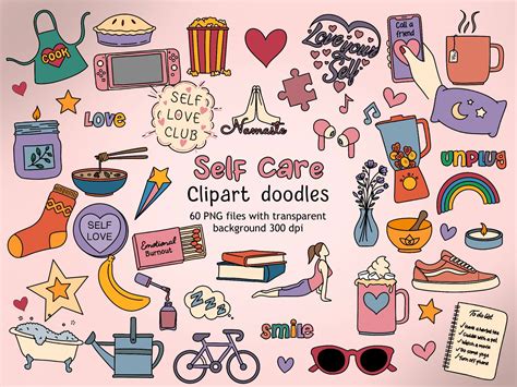 Self Care Doodle Clipart Pamper PNG Take Care of Yourself - Etsy UK
