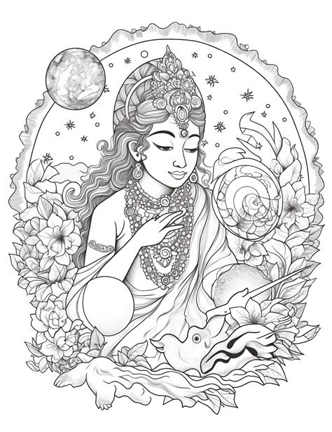 Premium Photo | A hindu god colouring page