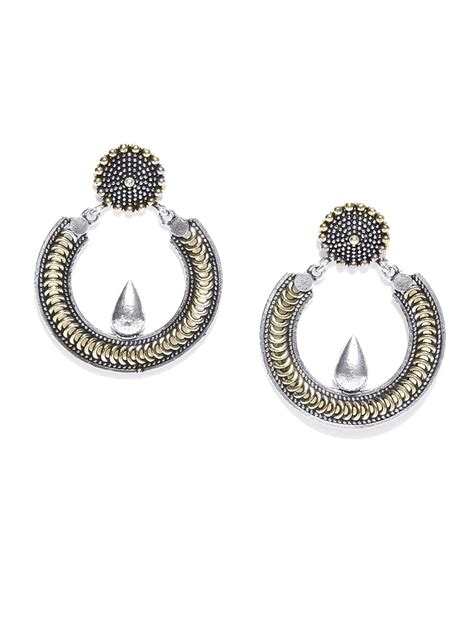 Buy Infuzze Antique Gold-Toned & Oxidised Silver-Toned Crescent Shaped ...