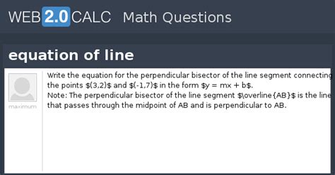View question - equation of line