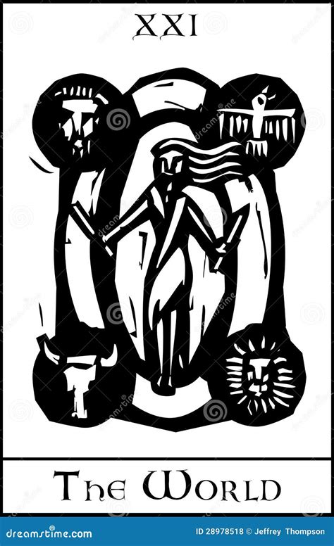 Carte de tarot du monde illustration de vecteur. Illustration du aigle ...