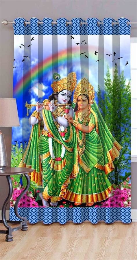 Buy ZIA HUT Heavy Polyester Panels Radha Krishan Ji 3D Printed Digital ...