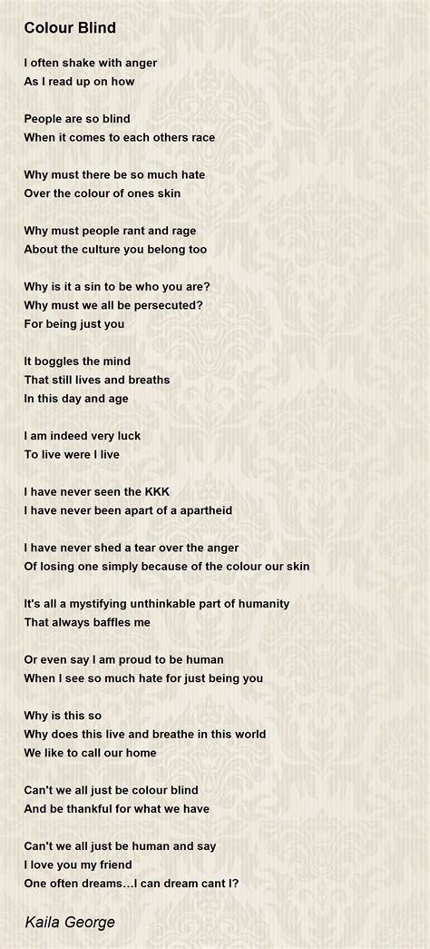 Colour Blind - Colour Blind Poem by Kaila George