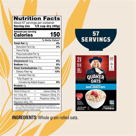 Quaker Oats Instant Oatmeal Nutrition