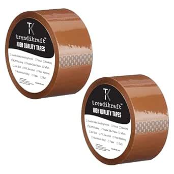 TRENDIKRAFT 2 inch X 65 meter Pack of 2 Brown BOPP Packing Cello Tape ...
