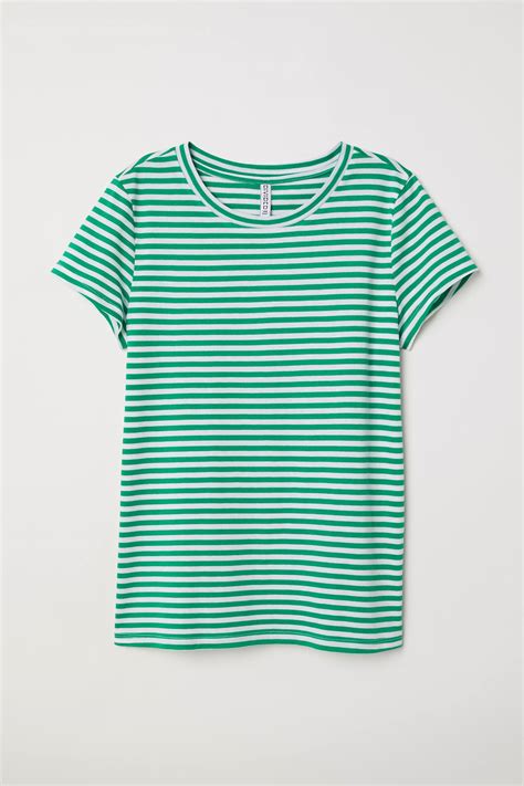 T-shirt - Green/White striped - Ladies | H&M