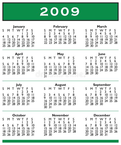 2009个日历一整年 向量例证. 插画 包括有 几个月, 矿穴, 指南, 模板, 商业, 新建, 计划, 向量 - 4538307