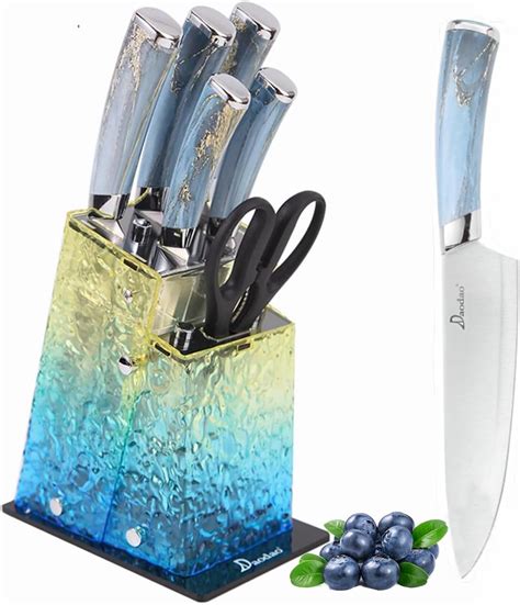 Amazon.com: Kitchen Knife Block Set, 7 Pieces Professional Sharp Non ...