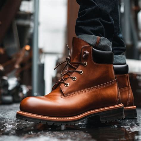 Brown Leather Appoggio Ankle Rugged Lace Up Combat Hiking Boots with C ...