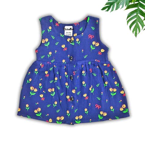 Muslin Button Sleeveless Frock - Navy Blue – Pikaboo Kidz
