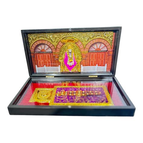 Shirdi Sai Baba Gold Plated Sacred Charan Padhukas Box size 21 x 11 cm ...