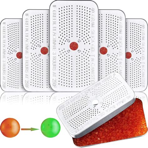 5 Pieces 40 g Indicating Silica Gel Dehumidifier Desiccant Reusable and ...