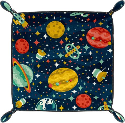 Buy Space Star Planet Spaceship Pattern Faux Leather Desktop Organizer ...