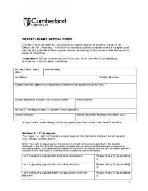 Fillable Online DISCIPLINARY APPEAL FORM - Sitemason Fax Email Print ...