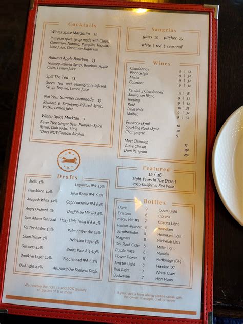 Menu at The Brazen Fox pub & bar, White Plains