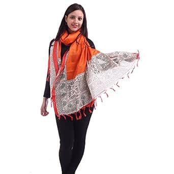 Buy INARA ROBES Madhubani Printed Orange Dupatta at Amazon.in