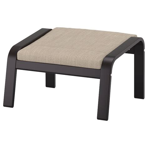 POÄNG footstool, black-brown/Hillared beige - IKEA