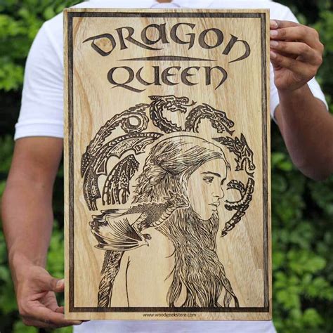 Game of Thrones Carved Wooden Poster| Dragon Queen Khaleesi Wood Decor ...