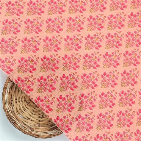 Pink Floral Printed Linen Fabric - Unstitched Fabric – FAB VOGUE Studio®
