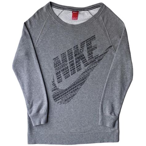 Nike Women's Grey and Black Sweatshirt | Depop