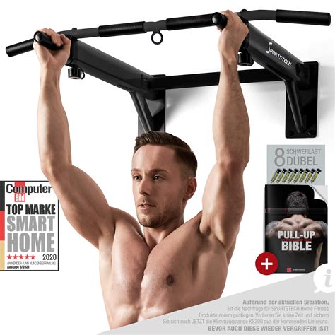 Sportstech 4in1 Pull-up Bar KS300 Wall Mounted Chin Up Bar, 3 eyelets ...