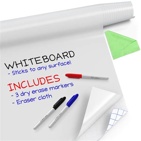 Kassa Large Whiteboard Wall Self-Adhesive Sticker Roll-17.3" X 78? (6.5 ...