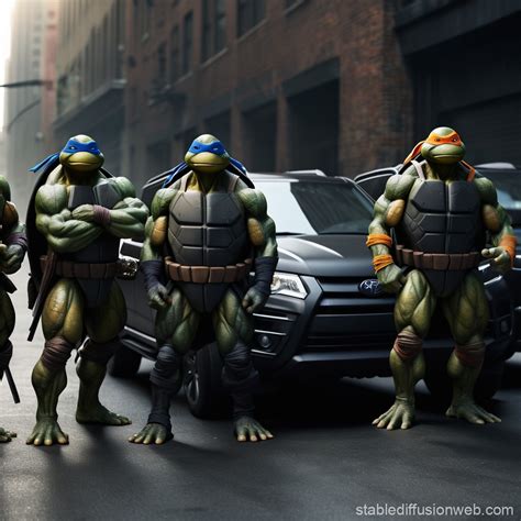 Ninja Turtles in Black Suits | Stable Diffusion Online