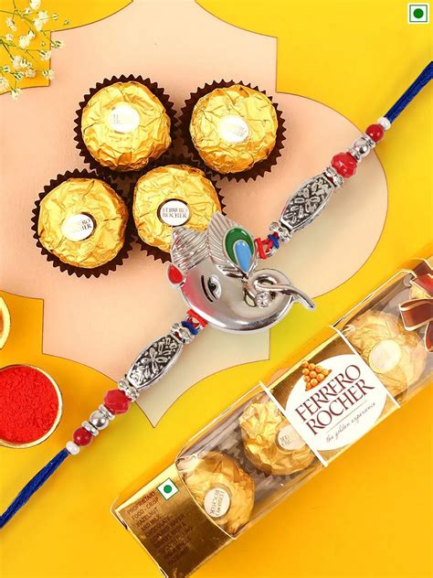 Buy | Rakshabandhan Premium Rakhi | Ferrero Rocher Chocolate (4 Pcs ...