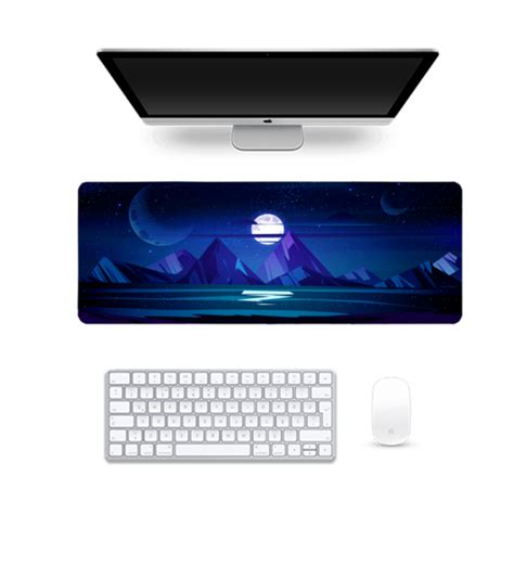 Celestial Nightscape Deskpad - Majestic Moon, Mountains, and Planets ...