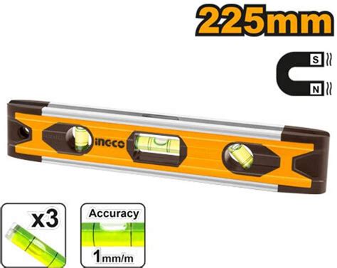 INGCO Mini Spirit Level Torpedo Level 225 mm with Powerful Magnet ...