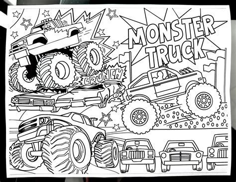 Monster Truck Color Page, Coloring Page, Monster Truck, Monster Truck ...