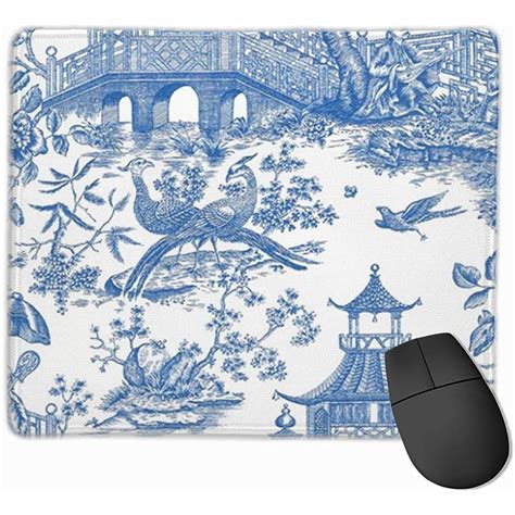 Small Raincoat Gaming Mouse Pad Blue Chinoiserie Temple Chinese Style ...